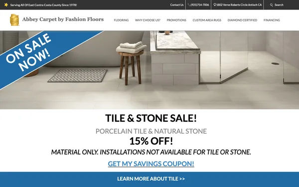 15% OFF Porcelain Tile & Natural Stone