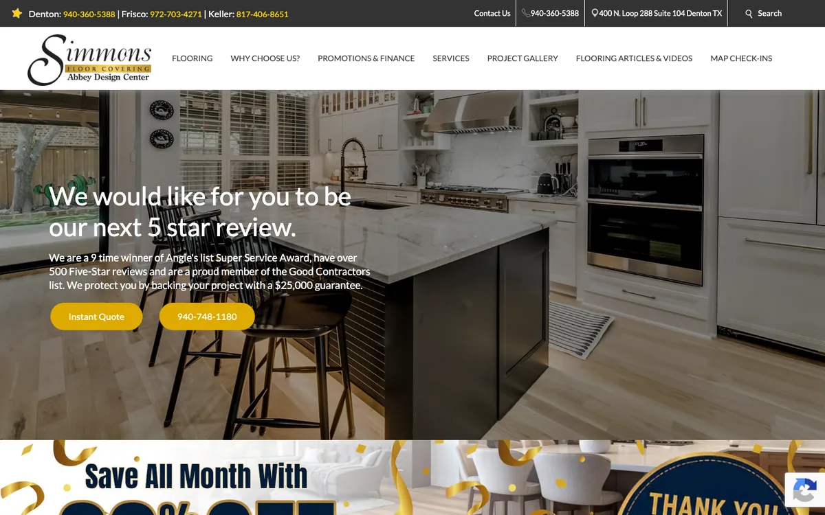 Simmons Floor Covering homepage