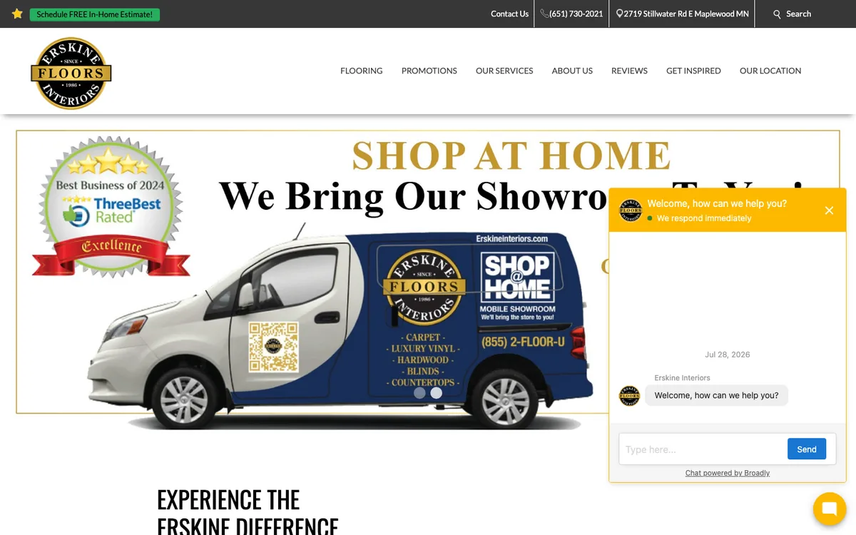 Erskine Floors Interiors homepage