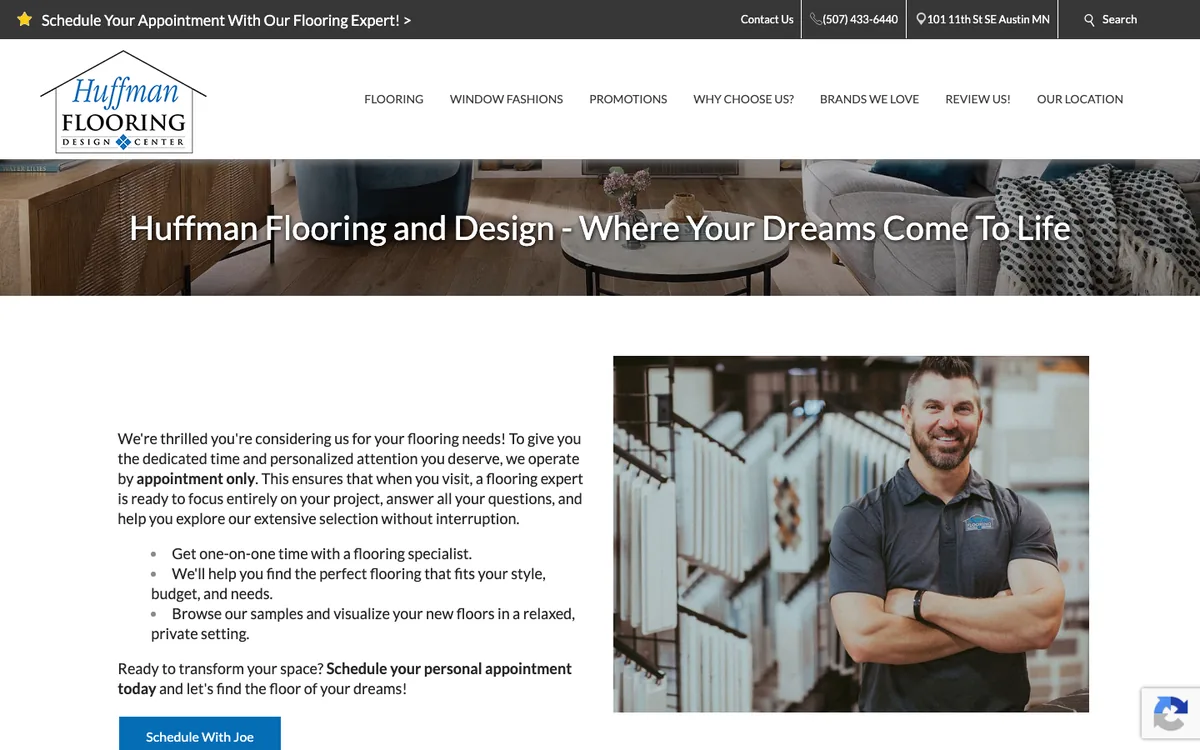 Huffman Flooring Design Center homepage