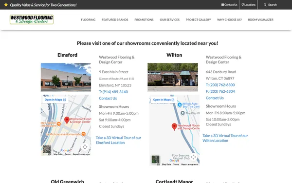 Map and Directions to Westwood Flooring Center's Showrooms