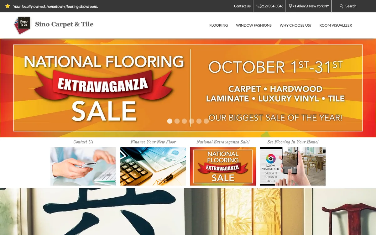 Sino Carpet & Tile homepage