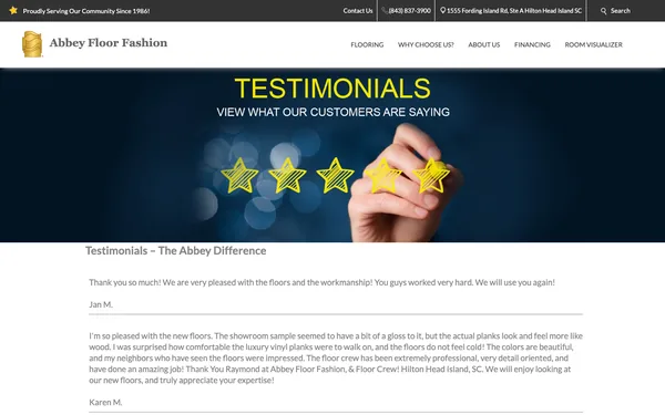 Testimonials – See What Customers Say About Abbey Floor Fashion