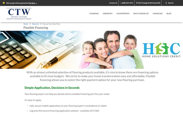 Flooring Financing Options in Madison WI | Flexible Payment Plans | CTW Design Center