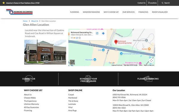 Richmond Decorating Center’s Location – Glen Allen, VA, 23060 – Map and Directions