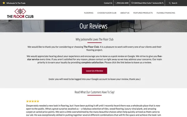 Testimonials – See What Customers Say About The Floor Club Of Jacksonville